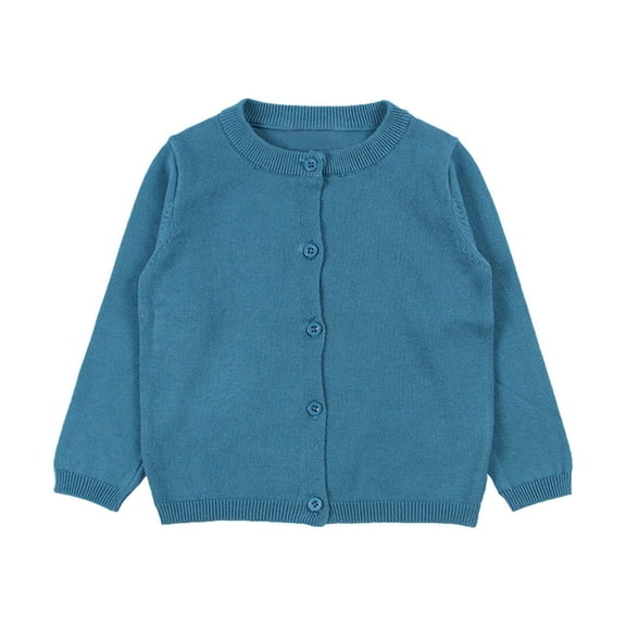 LYHaoo Loose Sweaters Baby Kids Girls Cardigan Long Sleeve Kid Button Sweater Girl Crew Neck Cardigans Sweater 5 Years(Blue)