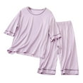 thumbnail image 1 of LYHaoo Lounge Sets Nightwear Boys Sleepwear Pajama Set Summer Kids Comfortable Fabric Short Sleeve Homewear Loungewear For Children Soft Breathable Outfit 15-16 Years(Purple), 1 of 3