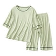 thumbnail image 1 of LYHaoo Lounge Sets Nightwear Boys Sleepwear Pajama Set Summer Kids Comfortable Fabric Short Sleeve Homewear Loungewear For Children Soft Breathable Outfit 9-10 Years(Green), 1 of 3