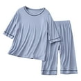 thumbnail image 1 of LYHaoo Lounge Sets Nightwear Boys Sleepwear Pajama Set Summer Kids Comfortable Fabric Short Sleeve Homewear Loungewear For Children Soft Breathable Outfit 9-10 Years(Blue), 1 of 3