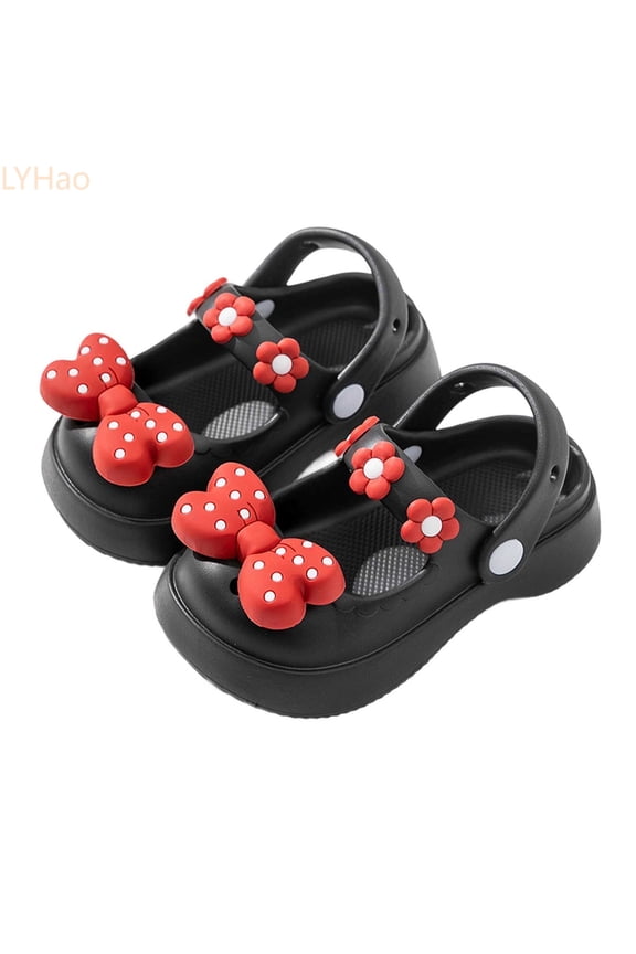 Mary Jane Children's Slippers Cute Bowknot Hole Shoes For Girls Indoor Sandals For Kids And Parents Closed Toe Sandals For Ages 4 11 Sizes 12 Little Kid 5-6 Years