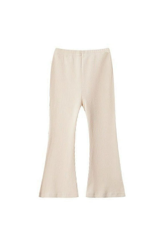 Micro Flare Pants Girl's Stretch Outer Layer Leggings Girls Cargo Pants Sizes 6-12 Months White