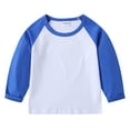 thumbnail image 1 of LYHaoo New Children's T Shirt Round Neck Cartoon Long Sleeved Top Bottom Shirt Male Girl Baby Cotton T Shirt Stretch Casual Sizes 12-18 Months Blue, 1 of 6