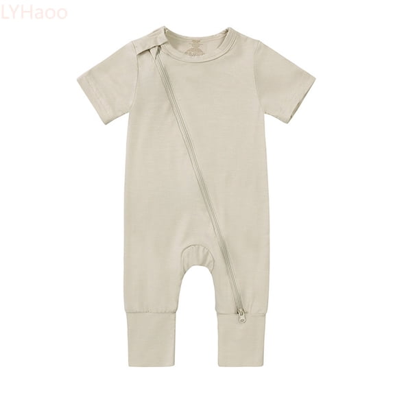 LYHaoo One-Piece Romper Newborn Infant Baby Cotton Rompers Footless Pajamas Zipper Short Sleeve Sleeper Jumpsuit Sizes 12-18 Months(Yellow)
