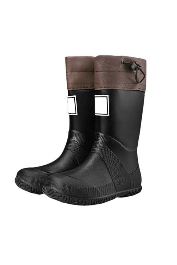 Outdoor Rain Boots For Men Women Hiking Camping Adventure Slip Comfortable Mid High Calf Rubber Boots Sizes 9.5 Black(Little Kid)