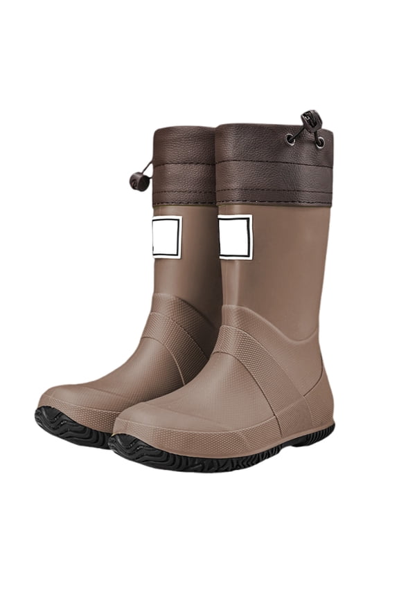 Outdoor Rain Boots For Men Women Hiking Camping Adventure Slip Comfortable Mid High Calf Rubber Boots Sizes 9.5 Brown(Little Kid)