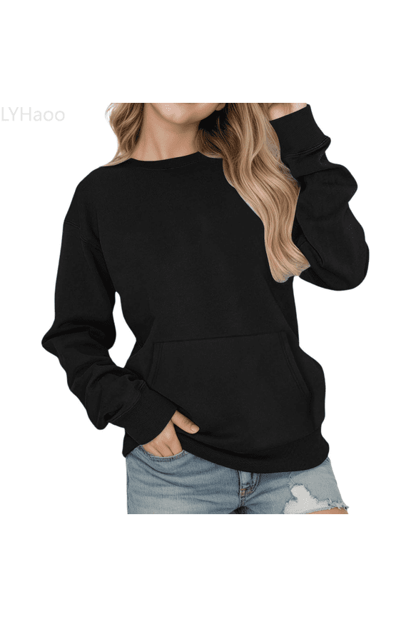 Oversized Girls Hoodies Casual Long Sleeve Pullover Sweatshirts With Pocket Drop Shoulder Cute Loose Fit Top For Teen Girls Hoodies Sweatshirts for School Sizes 10-11 Years(Black)