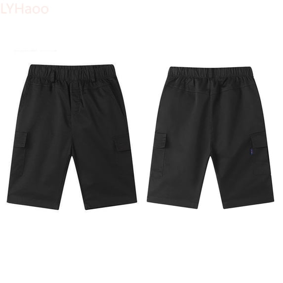 LYHaoo Shorts for Kids Summer Boys Cargo Shorts For Kids Comfortable Elastic Waist Casual Summer Outdoor Play Six Inch Length Lightweight Breathable Sizes 10-11 Years(Black)