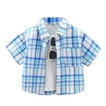 thumbnail image 1 of LYHaoo Small And Medium Sized Children's Fashion Shirt With Collared Front Checkered Short Sleeves And Button Fastening. School Uniform Sizes 4-5 Years Blue, 1 of 4