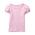 thumbnail image 1 of LYHaoo Soft Girls Short Sleeve T Shirt Cute Puff Sleeve Top Comfortable Casual Tee For Toddler And Kids Casual Basic Sizes 4-5 Years Pink, 1 of 3