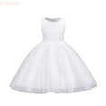 thumbnail image 1 of LYHaoo Sparkling Party Dress For Girls – Glimmering Sequin Party Gown With Skirt For Stage Performances（12M 8Y），Casual Floral Dresses Sizes 6-7 Years White, 1 of 5