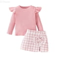 thumbnail image 1 of LYHaoo Stylish Fall And Winter Long Sleeve Outfit For Toddler And Little Girls Cozy Two Piece Playwear Girls Outfit Sets Sizes 1-2 Years(Pink), 1 of 6