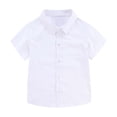 thumbnail image 1 of LYHaoo Summer Boys Children's Short Sleeved Button Down White Shirt Lightweight And Versatile Suitable For Various Occasions. Comfort Stretch Sizes 4-5 Years White, 1 of 6