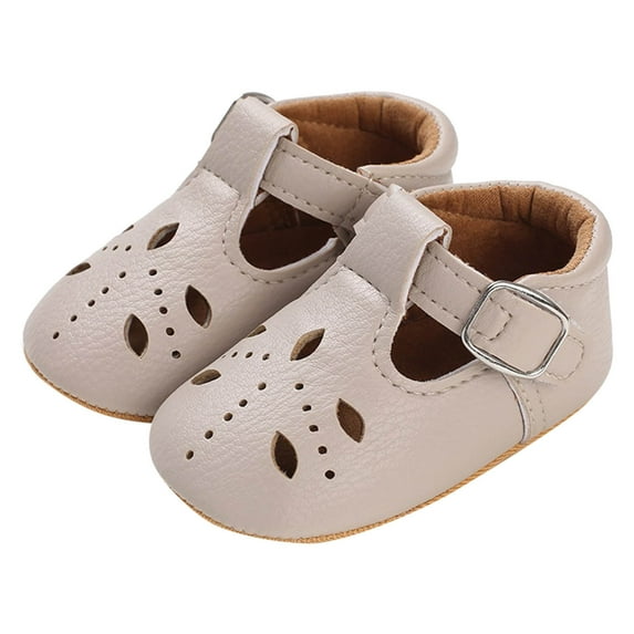 LYHaoo Summer Children Toddler Shoes Girls Sports Flat Bottom Non Lightweight Hollow Out Breathable Comfortable Solid Color Simple Summer Style Sizes 4 Beige(Toddler)
