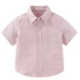 thumbnail image 1 of LYHaoo Summer Children's Large Sized Short Sleeved Button Down Striped Shirt With Fresh Design Suitable For Both Casual And Formal Occasions. Holiday Summer Sizes 8-9 Years Pink, 1 of 3