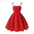 thumbnail image 1 of LYHaoo Summer Girls Solid Color Dress With Bow Knot Sweet Sleeveless For Kids,Princess Dresses for Girls Sizes 12 Years Red, 1 of 4