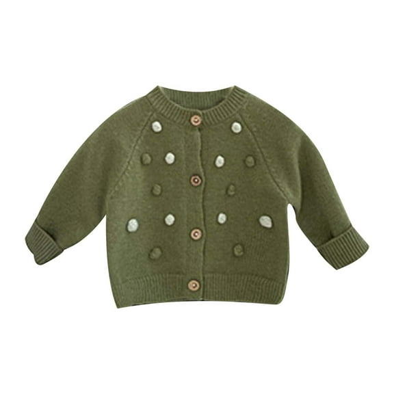 LYHaoo Sweater School Uniforms Baby Kids Girls Cardigan Long Sleeve Kid Button Sweater Girl Crew Neck Cardigans Sweater 0-3 Months(Green)