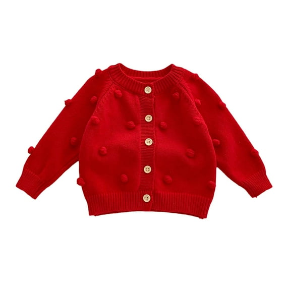 LYHaoo Sweaters Fall Outerwear Baby Unisex Knit Sweater Autumn Winter Solid Long Sleeve Sweater Cardigan Clothes 6-9 Months(Red)