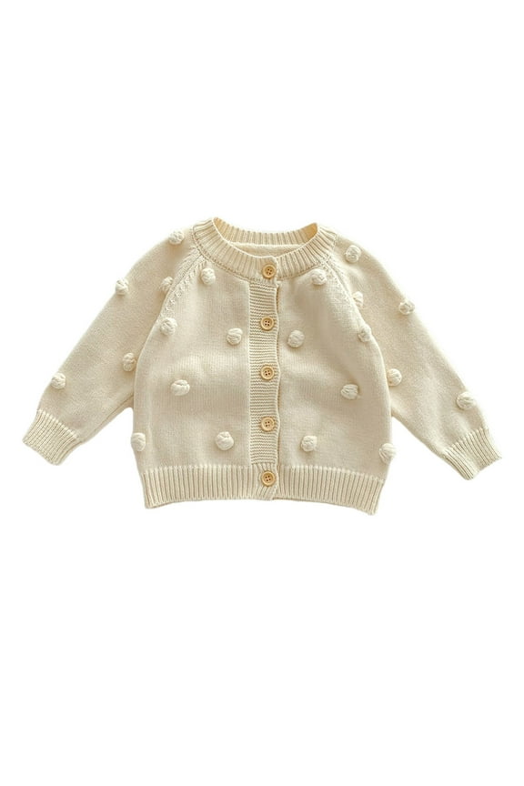 Sweaters Fall Outerwear Baby Unisex Knit Sweater Autumn Winter Solid Long Sleeve Sweater Cardigan Clothes 6-9 Months(White)