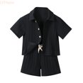 thumbnail image 1 of LYHaoo Toddler Baby Boys Clothes Ribbed Button Down Shirt Tops +Shorts Pocket Outfit 2 PCS Set 12 Months 6T Without Tee Boys Clothing Sets Sizes (4-5 Years), 1 of 7