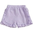 thumbnail image 1 of LYHaoo Toddler Baby Girl Shorts Casual Summer Gingham Plaid/Seersucker Elastic Waist Ruffle Hem Shorts Bottoms Stretchy Fit Sizes 2-3 Years Purple, 1 of 6