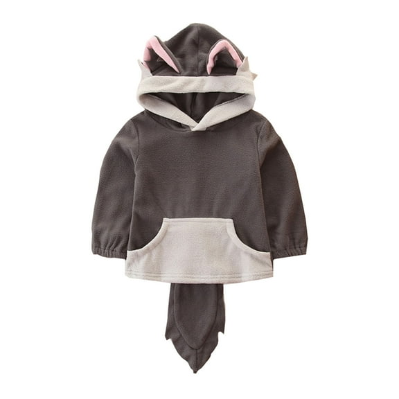 LYHaoo Toddler Boys Girls Cartoon Wolf Long Sleeve SweatShirt Tops Clothes For Kids Graphic Hoodies Sizes 1-2 Years Gray
