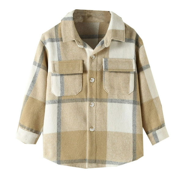 LYHaoo Toddler Boys Girls Children Autumn Winter Long Sleeve Blouse Tops Plaid 7 Colors Outwear Basic Comfort Tees Sizes 12-18 Months Multicolor