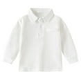 thumbnail image 1 of LYHaoo Toddler Boys Girls Long Sleeve Casual Solid Gentleman Tops Holiday Shirts T Shirt School Uniform Sizes 3-4 Years White, 1 of 4