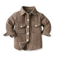 thumbnail image 1 of LYHaoo Toddler Boys Girls Shirt Coat Jacket Plaid Long Sleeve Kids Lapel Button Tops Outwear Stretch Casual Sizes 12-18 Months Brown, 1 of 3