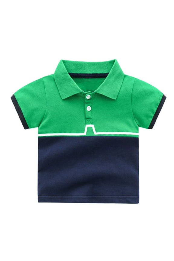 Toddler Boys Girls Short Sleeve Casual Solid Gentleman Tops Holiday Shirts T Shirt Summer Basic Sizes 3-4 Years Blue