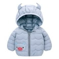 thumbnail image 1 of LYHaoo Toddler Boys Girls Winter Coat Cartoon Cow Hooded Jacket Thicken Windproof Warm Outwear Sizes 6-12 Months Blue(Little Kid), 1 of 4
