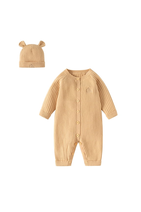Toddler Boys Knitted Romper Outfit Winter Warm Toddler Romper With Matching Hat For Toddler And First Birthday Suitable For 0 24 Months Boys Jumpsuit Romper 18-24 Months Yellow