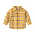 thumbnail image 1 of LYHaoo Toddler Boys Long Sleeve Winter Autumn Shirt Tops Coat Outwear For Babys Clothes Plaid Yellow Blue Stretch Casual Sizes 4-5 Years Yellow, 1 of 6