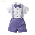 thumbnail image 1 of LYHaoo Toddler Boys Short Sleeve Solid T Shirt Tops Suspenders Shorts Child Kids Gentleman Outfits Boys Clothing Sets Sizes (12-18 Months), 1 of 4
