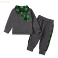 thumbnail image 1 of LYHaoo Toddler Boys Winter Long Sleeve Green Plaid Prints Tops Pants 2PCS Outfits Clothes Set For Babys Clothes Boys School Clothing Sets Sizes (18-24 Months), 1 of 7