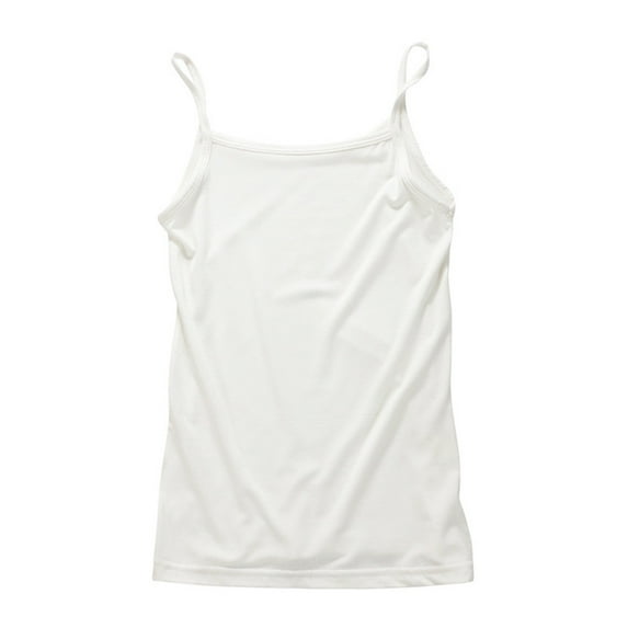 LYHaoo Toddler Girls Basic Camisole Cute Tank Tops Soft Cami Scoop Neck Sleeveless Undershirts Basic T Shirt Sizes 2-3 Years White