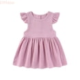 thumbnail image 1 of LYHaoo Toddler Girls Fly Sleeve Holiday Party Solid Dress Dance Party Princess Dresses,Girls A-Line Dresses Sizes 6-12 Months Pink, 1 of 4