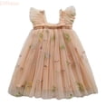 thumbnail image 1 of LYHaoo Toddler Girls Fly Sleeves Embroider Princess Dress Dance Party Floral Dresses Clothes,Little Girls Dresses Sizes 2-3 Years Beige, 1 of 3