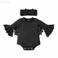 thumbnail image 1 of LYHaoo Toddler Girls Halloween Bat Long Sleeve Romper With Headband Costume Party Outfits(9-12 Months), 1 of 7