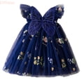 thumbnail image 1 of LYHaoo Toddler Girls Sleeveless Embroidered Flowers With Wing Tie Holiday Party Dress Dance Party Dresses Clothes,Girls Casual Dresses Sizes 2-3 Years Blue, 1 of 5