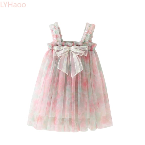LYHaoo Toddler Girls Sleeveless Holiday Party Festival Dress Dance Party Dresses Clothes,Girls Lace Dresses Sizes 3-4 Years Pink