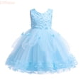 thumbnail image 1 of LYHaoo Toddler Girls Sleeveless Lace Butterfly Embroidery Princess  Gown Party Evening Dress Wedding Dress For Children Clothes Fashion,Vintage Girls Dress Sizes 4-5 Years Blue, 1 of 7