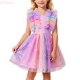 thumbnail image 1 of LYHaoo Toddler Girls Sleeveless Sequin Ruffles Dress Dance Party Dresses Clothes，Princess Casual Dresses Sizes 4-5 Years Pink, 1 of 5