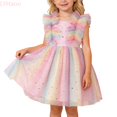 thumbnail image 1 of LYHaoo Toddler Girls Sleeveless Sequin Ruffles Dress Dance Party Dresses Clothes，Princess Casual Dresses Sizes 4-5 Years Pink, 1 of 5