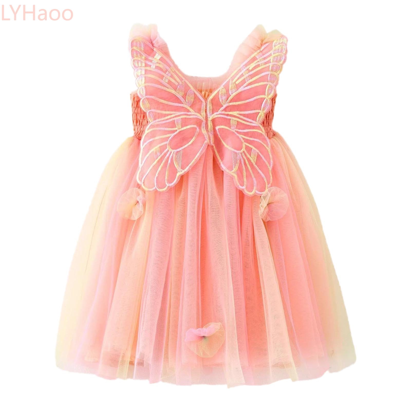 LYHaoo Toddler Girls Sleeveless With Wing Tie Dye Rainbow Holiday Party ...