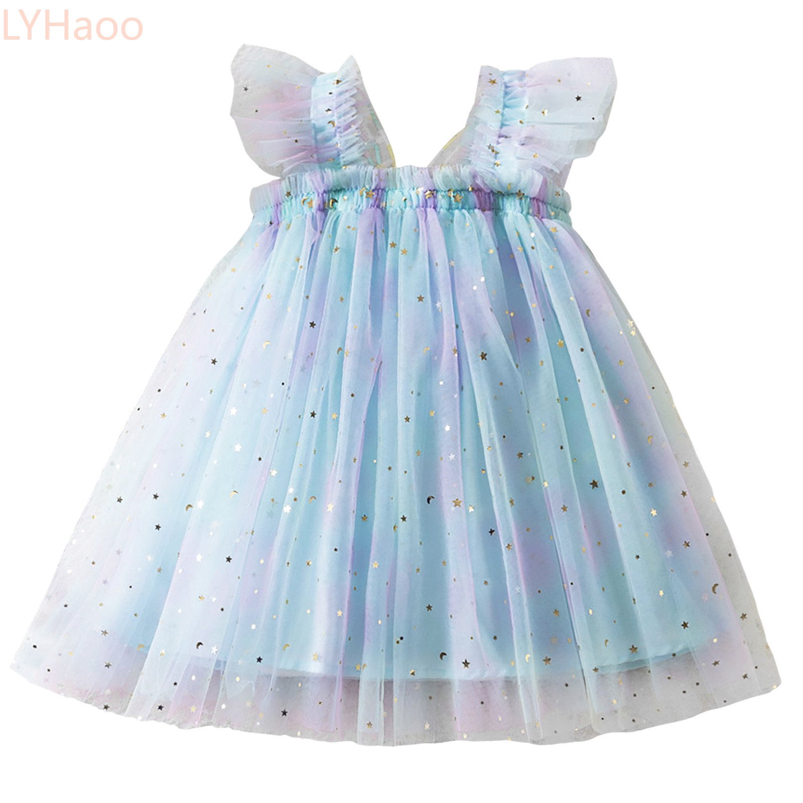 LYHaoo Toddler Girls Sleeveless With Wing Tie Holiday Party Dress Dance ...