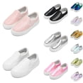 thumbnail image 1 of LYHaoo Toddler Girls Slip-On Sneakers Low Top Casual Shoes Lightweight Walking Shoes For Kids Everyday Play,Black,Sizes 8.5(6.02") Toddler, 1 of 4
