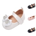 thumbnail image 1 of LYHaoo Toddler Girls Summer Flat Lightweight Dress Shoes with Cute Bow Ankle Strap Flower Girl Shoes Wedding Party Shoes,Black,Sizes 4(4.33") Toddler, 1 of 7