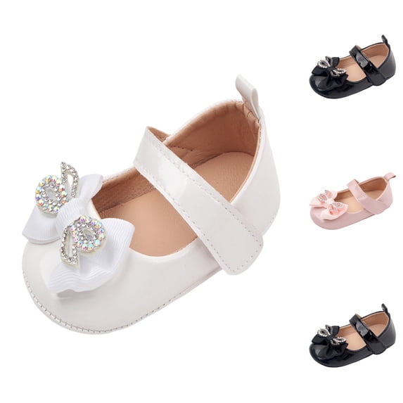 LYHaoo Toddler Girls Summer Flat Lightweight Dress Shoes with Cute Bow Ankle Strap Flower Girl Shoes Wedding Party Shoes,Red,Sizes 4(4.33") Toddler