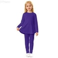 thumbnail image 1 of LYHaoo Toddler Girls Two Piece Outfit Long Sleeve Top With Dress And Pants Combo Soft Color For Baby Female Kids Casual Daily Wear Outfits Girls Outfit Sets Sizes 5-6 Years(Purple), 1 of 6